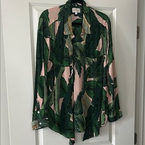 Beach Riot Tropical Leaf Top in Green and Pink